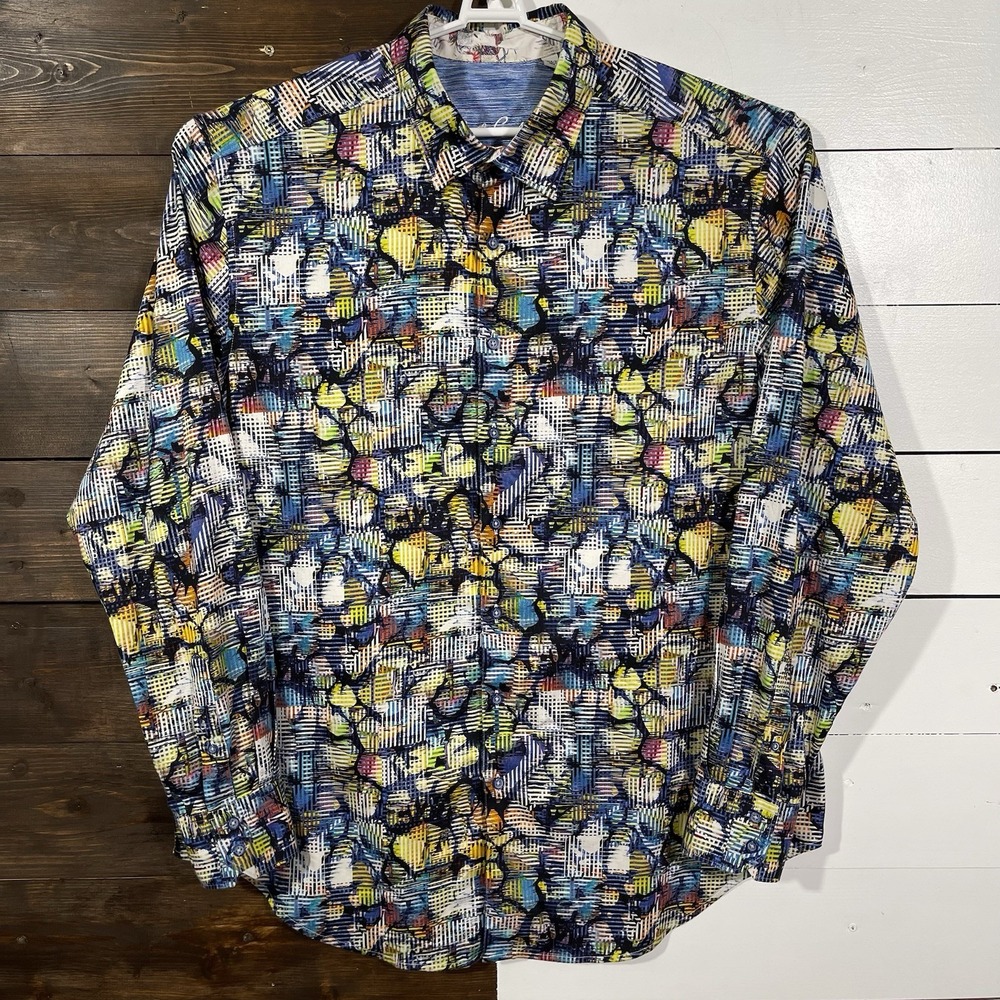 Robert Graham Long Sleeve Multicolored Abstract Shirt Mens Size 1XLT